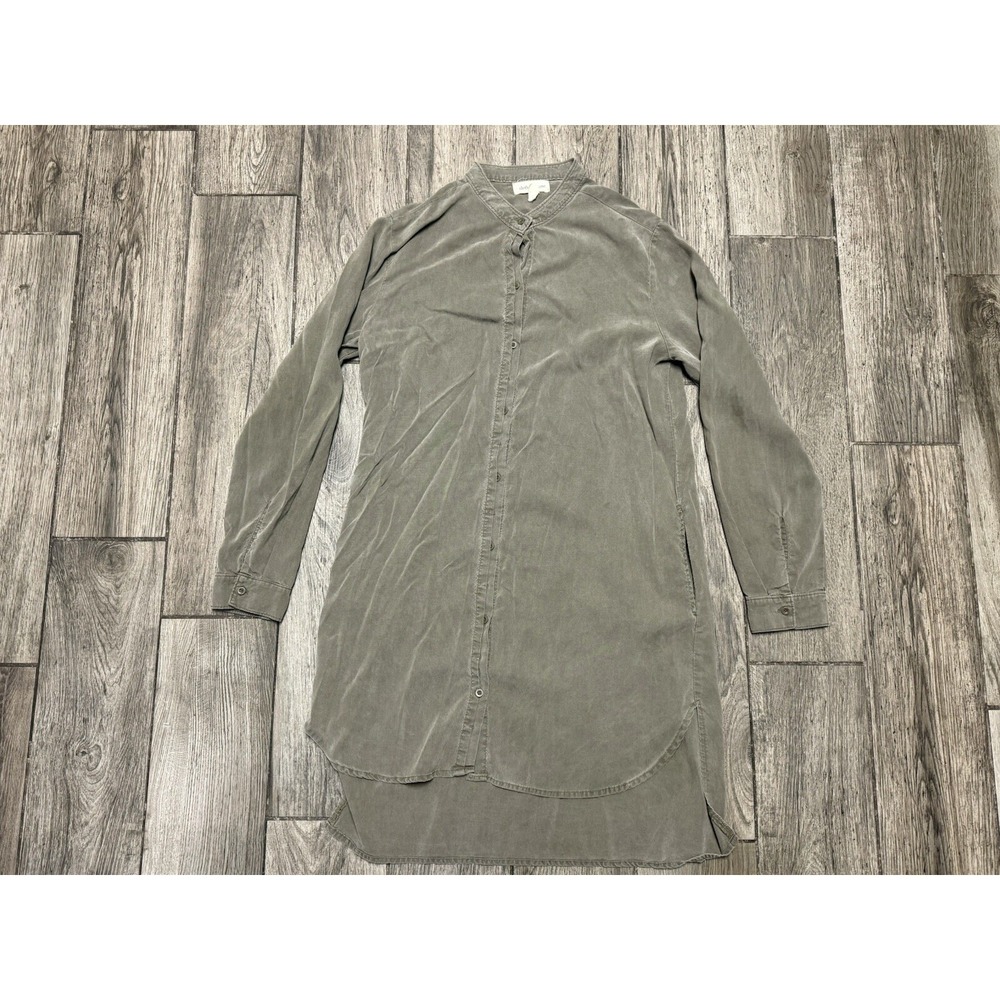 Cloth & Stone Button Shirt Dress Olive Green Women's Size MD Tencel Lyocell